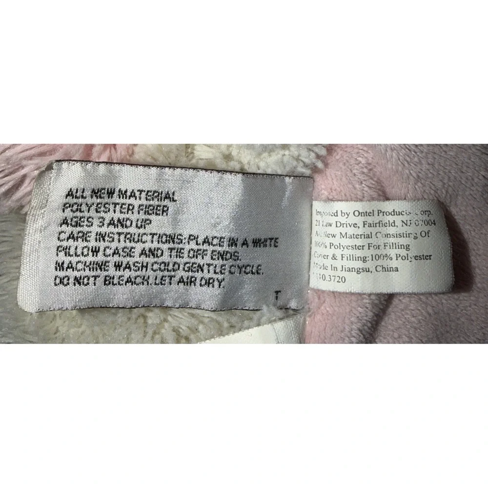 Pillow Pets Bunny Rabbit Plush White Pink Spotted Ears Polka Dot Pink Bottom